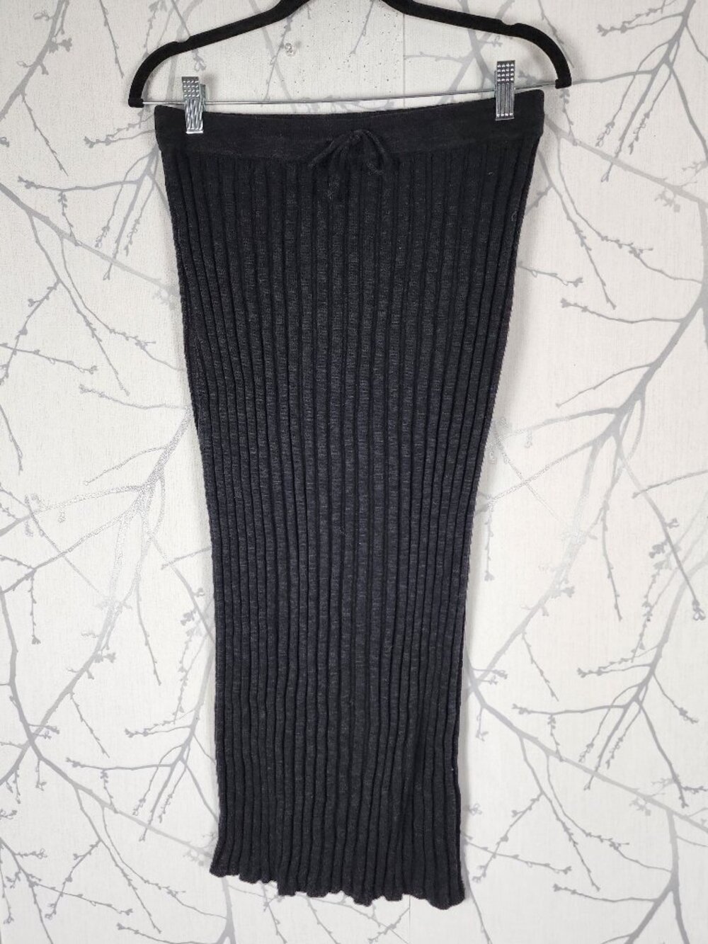 FP Beach Black Ribbed Knit Veda Long Sweater Skirt